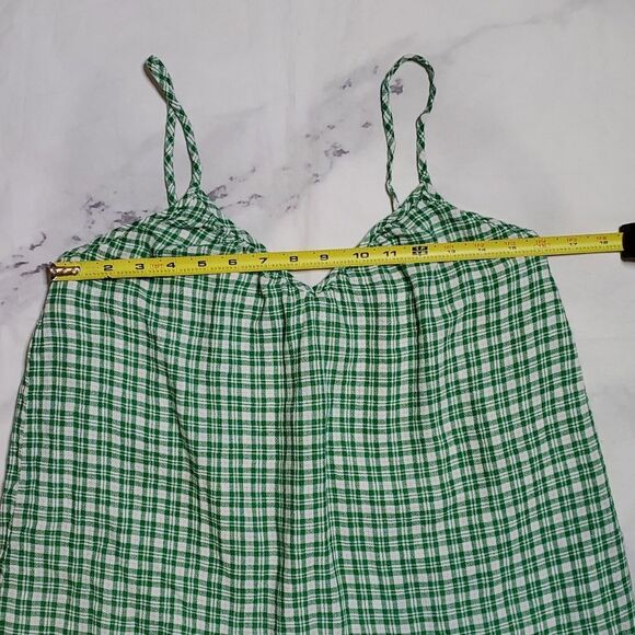Rails Ari Green Plaid Linen Blend Gingham Dress - Picture 3 of 6